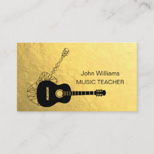 Guitar Music Teacher DJ Musician Geometric Gold Visitekaartje