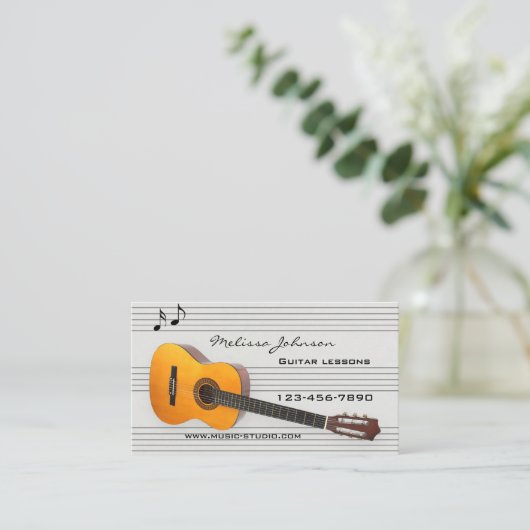 Guitar Music Teacher Lessons Appointment Card Afsprakenkaartje (Staand voorkant)