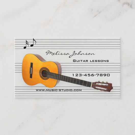 Guitar Music Teacher Lessons Appointment Card Afsprakenkaartje (Voorkant)