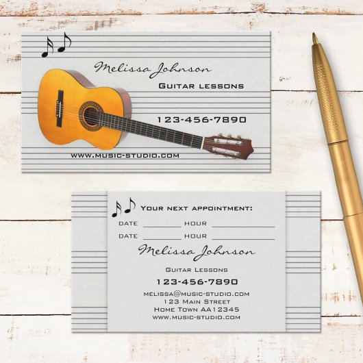 Guitar Music Teacher Lessons Appointment Card Afsprakenkaartje