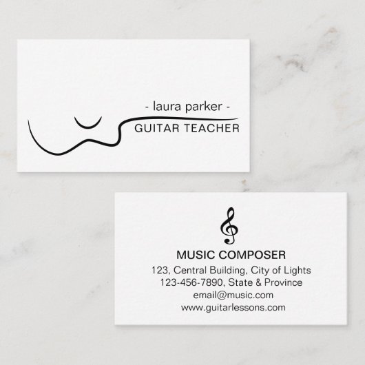 Guitar Music Teacher met akoestische musicus Visitekaartje (Voorkant / Achterkant)