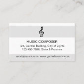 Guitar Music Teacher met minimaal akoestische Visitekaartje (Achterkant)