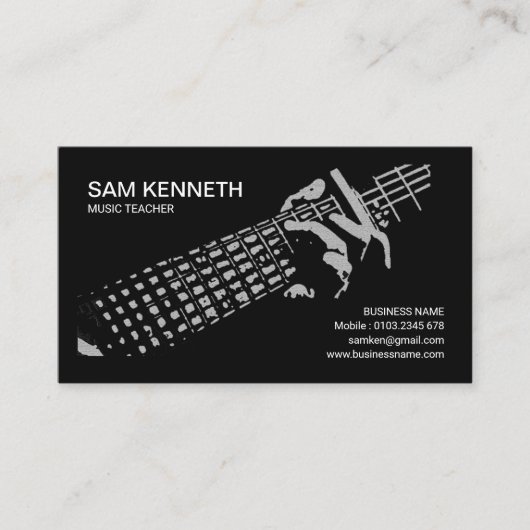 Guitar Music Teacher Motif afspelen Visitekaartje (Voorkant)