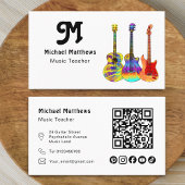 Guitar Music Teacher QR code Social Media Custom Visitekaartje