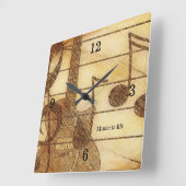 Guitar Music Theme Wall Clock Vierkante Klok (Hoek)