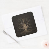 Guitar Music Tree - Goud en Browns Vierkante Sticker (Envelop)