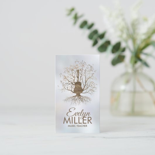 Guitar Music Tree - Goud en Browns Visitekaartje (Staand voorkant)
