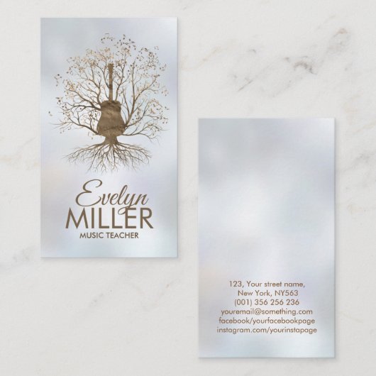 Guitar Music Tree - Goud en Browns Visitekaartje (Voorkant / Achterkant)