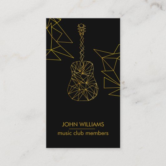 Guitar Music World Teacher Player Black Gold Faux Visitekaartje (Voorkant)