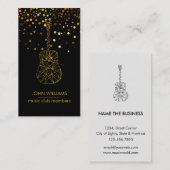 Guitar Music World Teacher Player Black Gold Faux Visitekaartje (Voorkant / Achterkant)