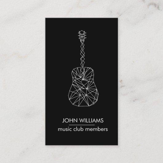 Guitar Music World Teacher Player Grey Black Visitekaartje (Voorkant)