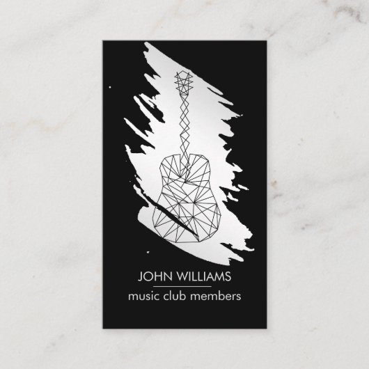 Guitar Music World Teacher Player Silver Grey Visitekaartje (Voorkant)