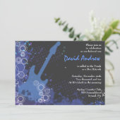 Guitar Musical Bar Bat Mitzvah Invitation Party Kaart (Staand voorkant)