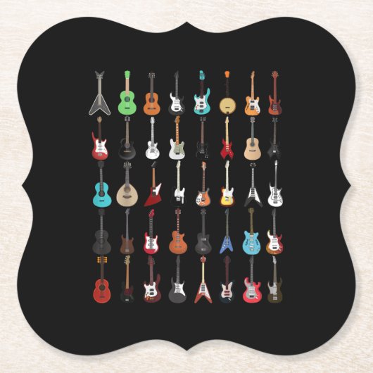 Guitar Musical Instrument Rock en Roll Kartonnen Onderzetters (Voorkant)