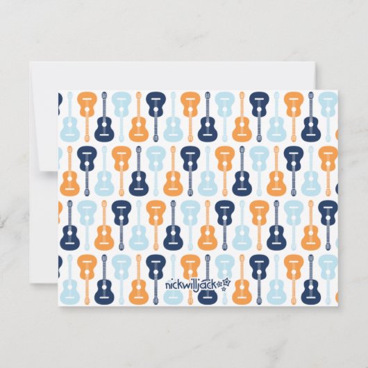 Guitar Musical Note Card Blues en Oranje Notitiekaartje (Achterkant)
