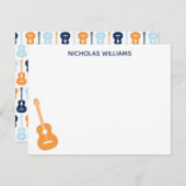 Guitar Musical Note Card Blues en Oranje Notitiekaartje (Voorkant / Achterkant)