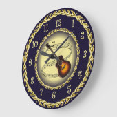 Guitar ~ Musical Scroll ~ Gold/Navy Blue ~ Grote Klok (Hoek)