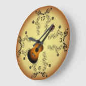 Guitar ~ Musical Scroll ~ Golden Background ~ Grote Klok (Hoek)
