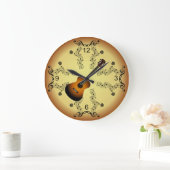 Guitar ~ Musical Scroll ~ Golden Background ~ Grote Klok (Huis)