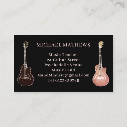 Guitar Musician and Music Teacher Visitekaartje (Achterkant)