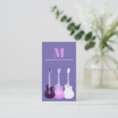 Guitar Musician Music Teacher Paars Visitekaartje (Staand voorkant)
