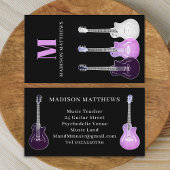 Guitar Musician Music Teacher Pink Black Visitekaartje