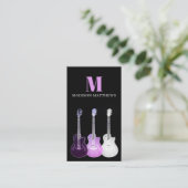 Guitar Musician Music Teacher Pink Black Visitekaartje (Staand voorkant)