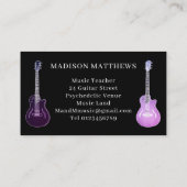Guitar Musician Music Teacher Pink Black Visitekaartje (Achterkant)