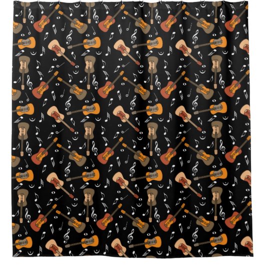 Guitar Muzieknoten Patroon Douchegordijn (Voorkant)