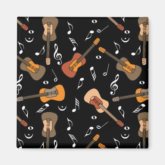 Guitar Muzieknoten Patroon Magneet (Voorkant)