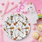 Guitar Muzieknoten Patroon Papieren Bordje (Feest)