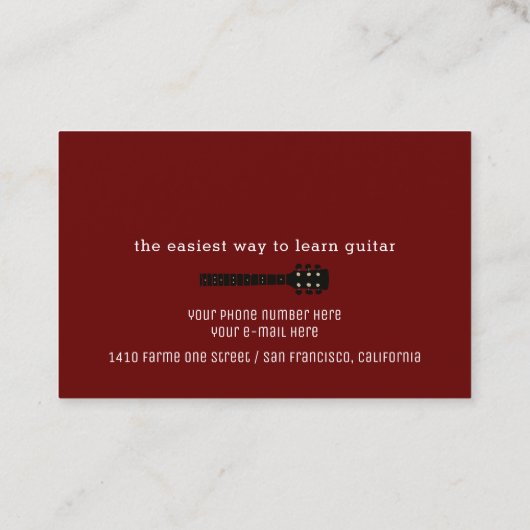 Guitar-Neck Guitar Teacher Visitekaartje (Achterkant)