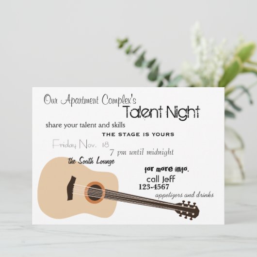 Guitar Night Kaart (Staand voorkant)