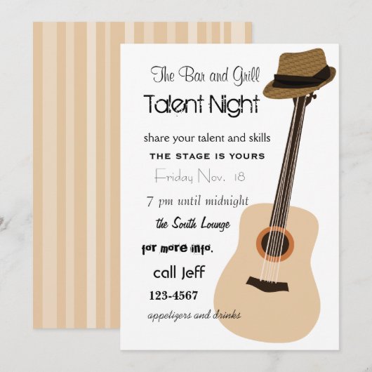 Guitar Night Kaart (Voorkant / Achterkant)