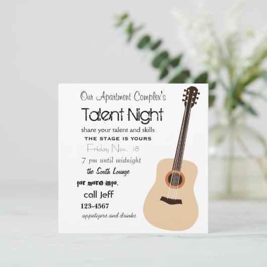 Guitar Night Kaart (Staand voorkant)
