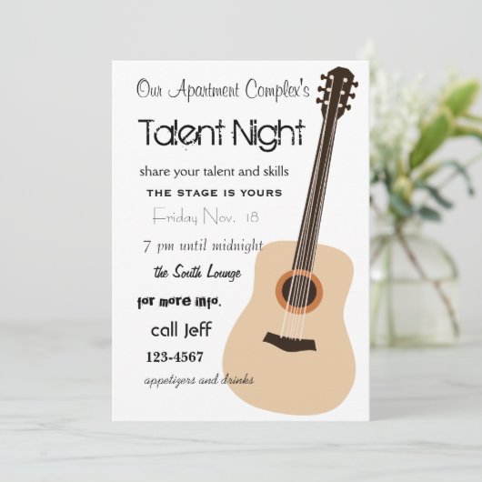 Guitar Night Kaart (Staand voorkant)