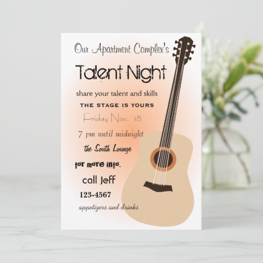 Guitar Night Kaart (Staand voorkant)