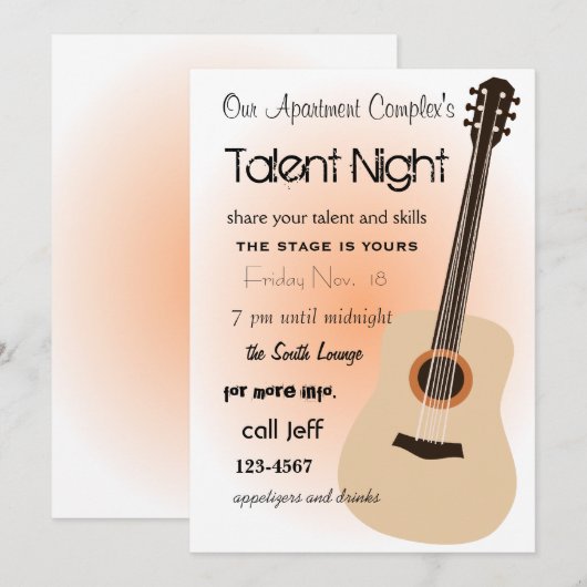 Guitar Night Kaart (Voorkant / Achterkant)