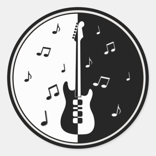 Guitar Night Ronde Sticker (Voorkant)