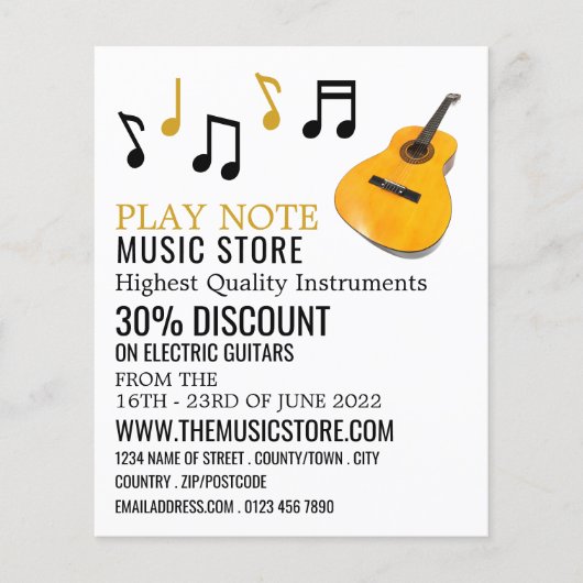 Guitar Notes, Musical Instrument Store Flyer (Voorkant)