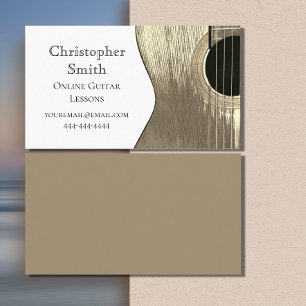 Guitar Online Music Lessen Beige en White Visitekaartje