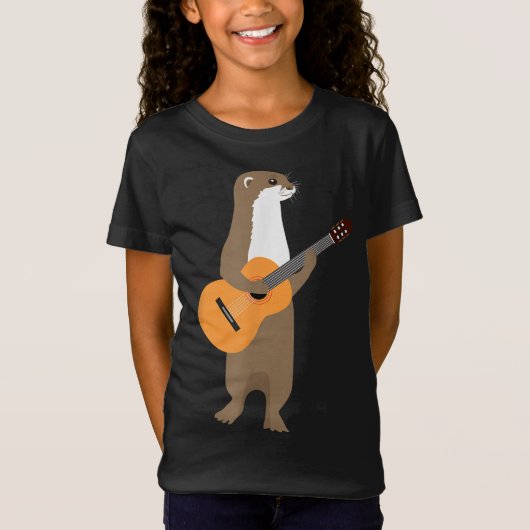Guitar Otter Animal Kinder Guitarist Art T-shirt (Voorkant)