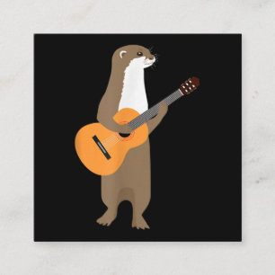 Guitar Otter Animal Kinder Guitarist Art Vierkante Visitekaartje