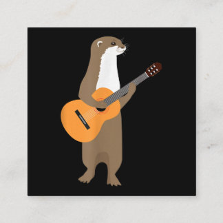 Guitar Otter Animal Kinder Guitarist Art Vierkante Visitekaartje