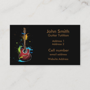 Guitar Paint Splat Visitekaartje