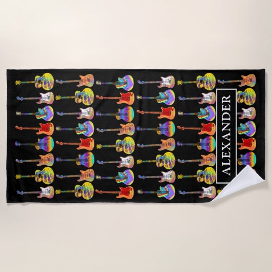 Guitar Pattern Gepersonaliseerd Strandlaken (Voorkant)