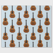Guitar Pattern Musical Instrument Blue Cadeaupapier (Vlak)