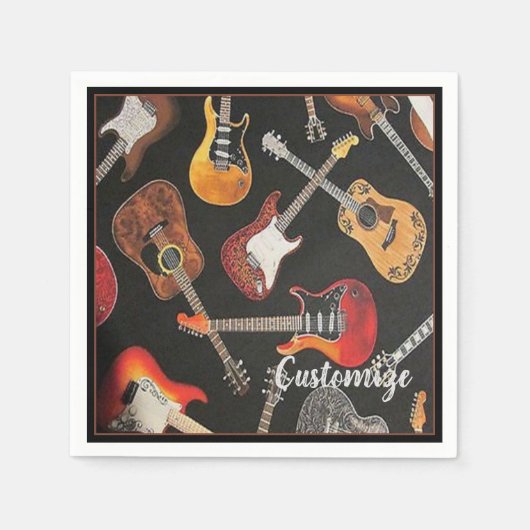 Guitar Pattern Paper Napkins Servet (Voorkant)