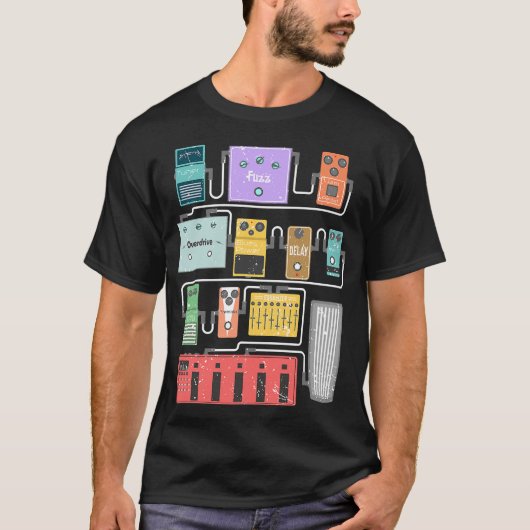 Guitar Pedalboard groot unisex T-Shirt (Voorkant)