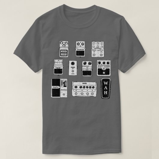 Guitar Pedals Black White Music Gear T-shirt (Design voorkant)
